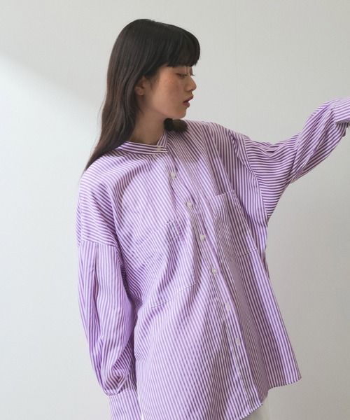 ADAM ET ROPE'（アダムエロペ）の「【WEB限定】・【定番人気】TCブロードバンドシャツ（シャツ/ブラウス・レディース・ブラック系その他/オフホワイト/ダークグリーン/ブルー系その他4/ブルー系その他6/パープル系その他3/ピンク・FREE）」の6枚目の写真