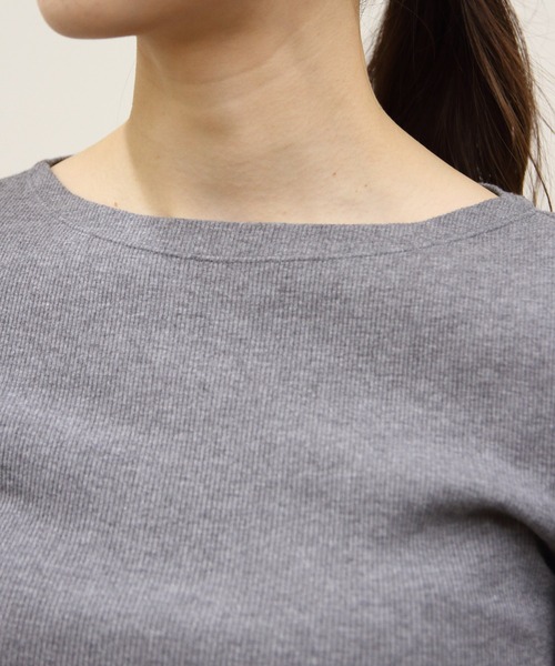 ORCIVAL（オーシバル）の「ORCIVAL/オーシバル　ボートネックハーフスリーブプルオーバー　BOATNECK HALF SLEEVE P.O.　OR-C0423 CMR（Tシャツ/カットソー・レディース・ブラック/オートミール/トップグレー・1）」の10枚目の写真