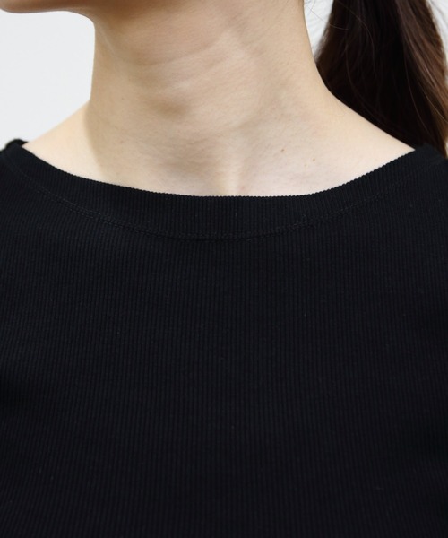 ORCIVAL（オーシバル）の「ORCIVAL/オーシバル　ボートネックハーフスリーブプルオーバー　BOATNECK HALF SLEEVE P.O.　OR-C0423 CMR（Tシャツ/カットソー・レディース・ブラック/オートミール/トップグレー・1）」の7枚目の写真