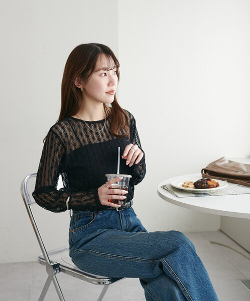 DISCOAT(ディスコート)の「【WEB限定】カットレースプルオーバー(Tシャツ/カットソー・レディース・アイボリー/ブラック・MEDIUM)」の14枚目の写真