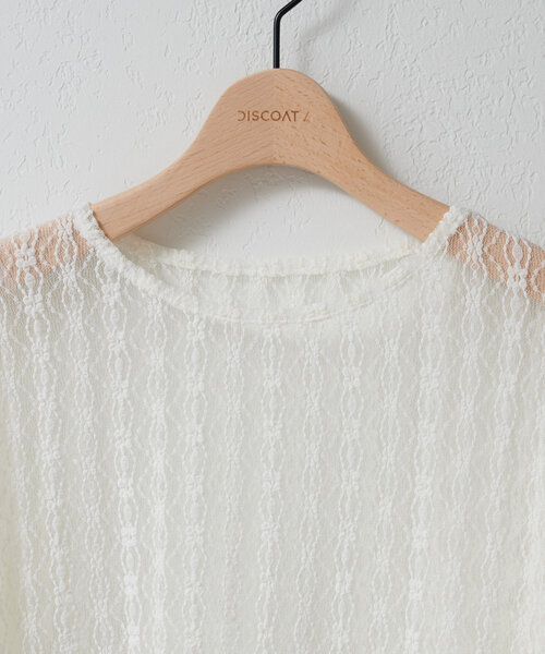 DISCOAT(ディスコート)の「【WEB限定】カットレースプルオーバー(Tシャツ/カットソー・レディース・アイボリー/ブラック・MEDIUM)」の18枚目の写真