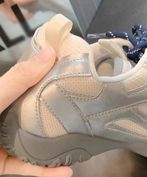 Teem Store（チームストア）の「配色紐トレーナースポーツスニーカー チャンキースニーカー（スニーカー・レディース・ホワイト/ピンク/イエロー/シルバー・S/M/L）」の22枚目の写真