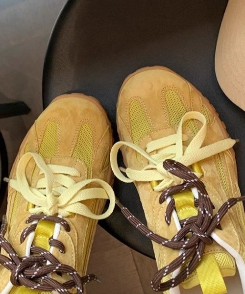 Teem Store（チームストア）の「配色紐トレーナースポーツスニーカー チャンキースニーカー（スニーカー・レディース・ホワイト/ピンク/イエロー/シルバー・S/M/L）」の15枚目の写真