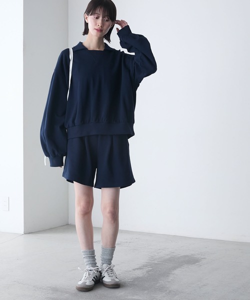 セール】オーバーサイズ刺繍スウェットトレーナー+ショート