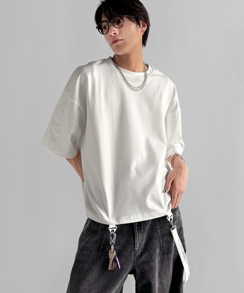 Classical Origin(クラシカルオリジン)の「【Classical Origin】「垂らすだけで差別化。」脱着式ベルトデザインショート丈Tシャツ/Belt Design Transformable Cropped T-Shirt(Tシャツ/カットソー・メンズ・チャコール/オフホワイト/ブラック・MEDIUM/LARGE/SMALL)」の9枚目の写真