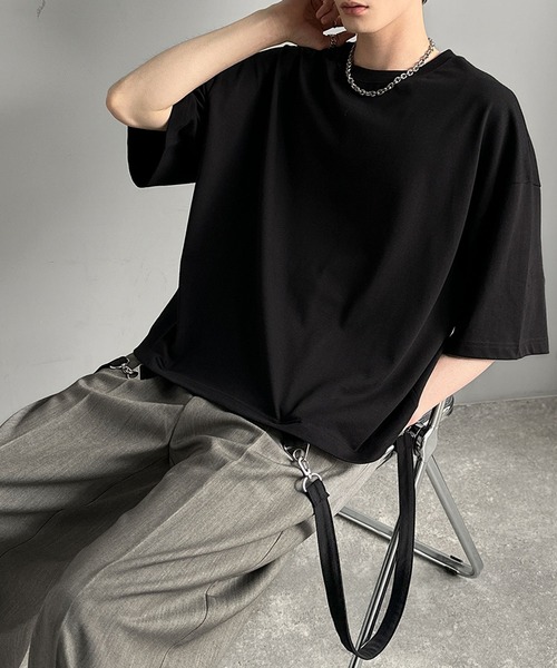 Classical Origin(クラシカルオリジン)の「【Classical Origin】「垂らすだけで差別化。」脱着式ベルトデザインショート丈Tシャツ/Belt Design Transformable Cropped T-Shirt(Tシャツ/カットソー・メンズ・チャコール/オフホワイト/ブラック・MEDIUM/LARGE/SMALL)」の14枚目の写真