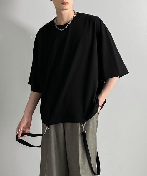 Classical Origin(クラシカルオリジン)の「【Classical Origin】「垂らすだけで差別化。」脱着式ベルトデザインショート丈Tシャツ/Belt Design Transformable Cropped T-Shirt(Tシャツ/カットソー・メンズ・チャコール/オフホワイト/ブラック・MEDIUM/LARGE/SMALL)」の13枚目の写真