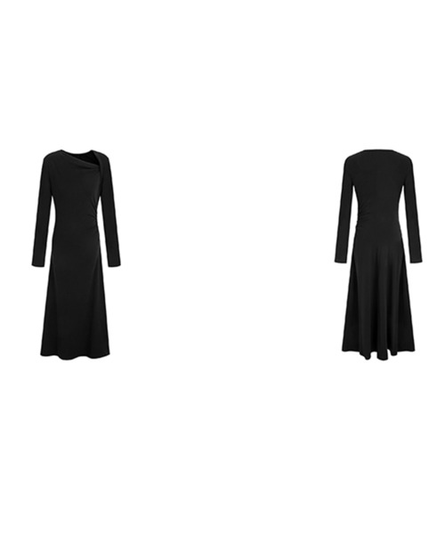 カットアウト★アシンメトリー★ワンピース★ VICTORIA BECKHAM アシンメトリックカットアウト ブラックロングワンピース