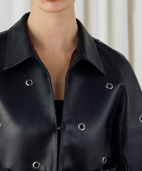 セール】ラムレザーアイレット クロップドブルゾン（ライダース