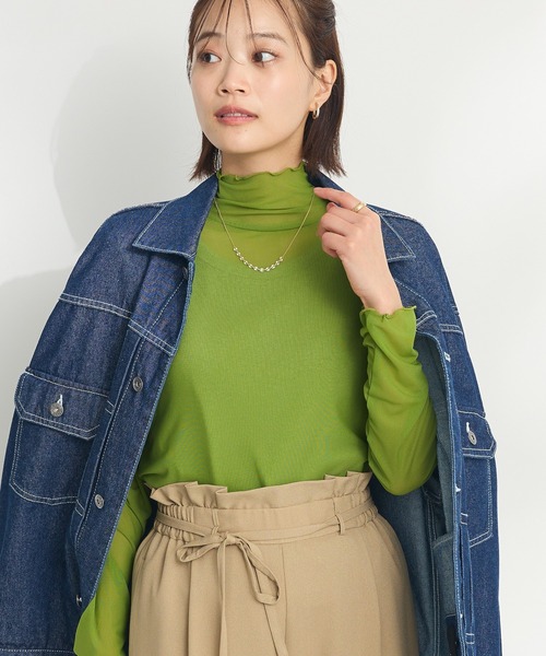 CRAFT STANDARD BOUTIQUE（クラフトスタンダードブティック）の「チュールトップスインナー　◆（Tシャツ/カットソー・レディース・ブラウン/グリーン/アイボリー/ブラック・FREE）」の4枚目の写真