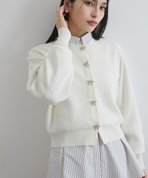 【洗える】ミラノリブリボンモチーフカーディガン