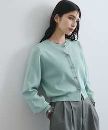 【洗える】ミラノリブリボンモチーフカーディガン