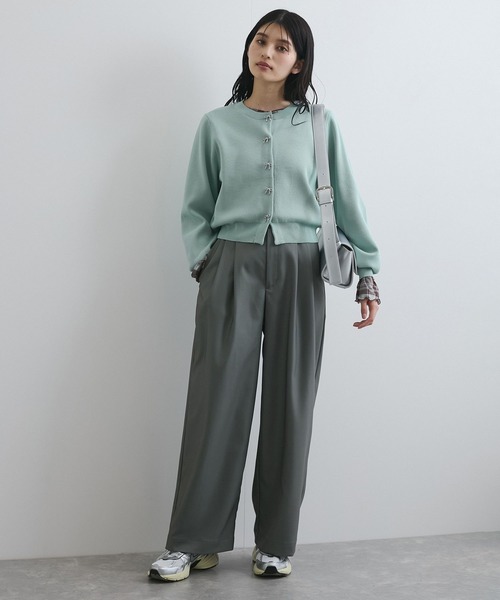 VIS(ビス)の「【洗える】ミラノリブリボンモチーフカーディガン(カーディガン/ボレロ・レディース・チャコールグレー/オフホワイト/ライトグリーン・FREE)」の8枚目の写真