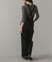 黒いサロペット ENFOLD(エンフォルド)｜ダブルクロス ワイドサロペット/ブラック