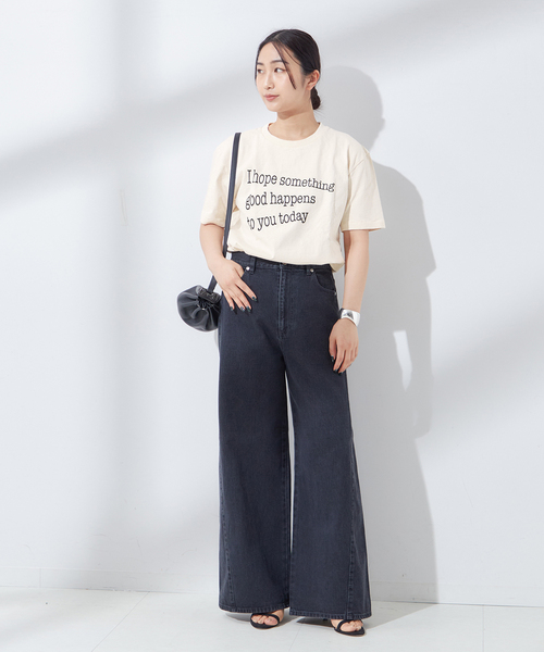 MIXTA（ミクスタ）の「【MIXTA/ミクスタ】I HOPE CREW  T-SHITS：Tシャツ（Tシャツ/カットソー・レディース・ブラック/アイボリー・MEDIUM）」の16枚目の写真