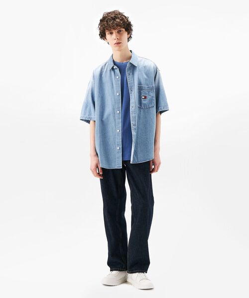 【 】CKJ デニムショートスリーブシャツ◆送料無料◆ デニムクロップドショートスリーブシャツ | ジョンブル公式通販
