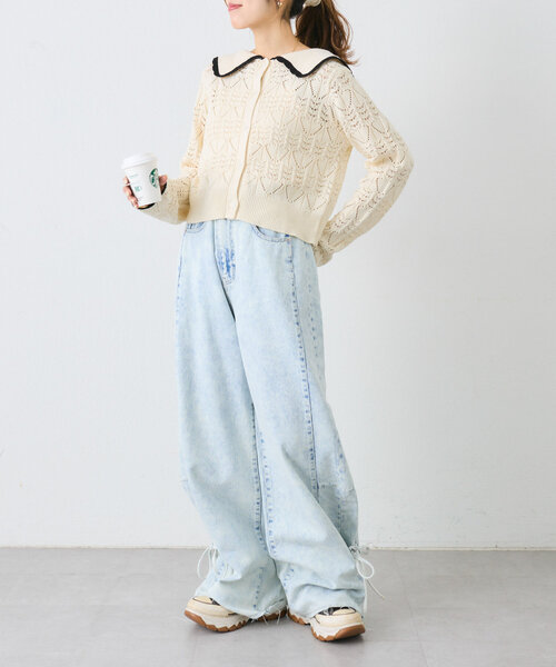 w closet(ダブルクローゼット)の「【SETアイテム】セーラー衿ハート柄キャミカーデ(カーディガン/ボレロ・レディース・アイボリー/ピンク/サックスブルー・FREE)」の14枚目の写真