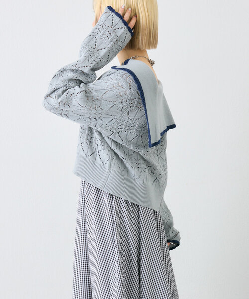 w closet(ダブルクローゼット)の「【SETアイテム】セーラー衿ハート柄キャミカーデ(カーディガン/ボレロ・レディース・アイボリー/ピンク/サックスブルー・FREE)」の18枚目の写真