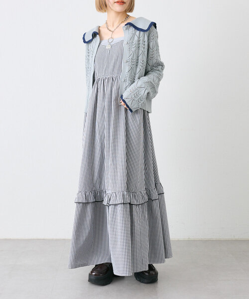 w closet(ダブルクローゼット)の「【SETアイテム】セーラー衿ハート柄キャミカーデ(カーディガン/ボレロ・レディース・アイボリー/ピンク/サックスブルー・FREE)」の22枚目の写真