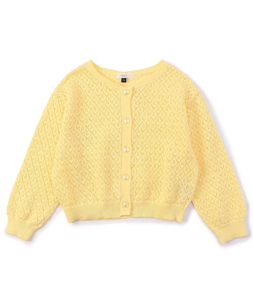 Seraph（セラフ）の「【ジュニア対応】ダイヤ透かし編みカーディガン（カーディガン/ボレロ・キッズ・オフホワイト/イエロー・90/100/110/120/80/130/140）」の5枚目の写真