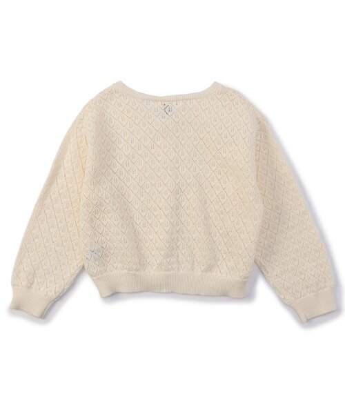 Seraph（セラフ）の「【ジュニア対応】ダイヤ透かし編みカーディガン（カーディガン/ボレロ・キッズ・オフホワイト/イエロー・90/100/110/120/80/130/140）」の6枚目の写真