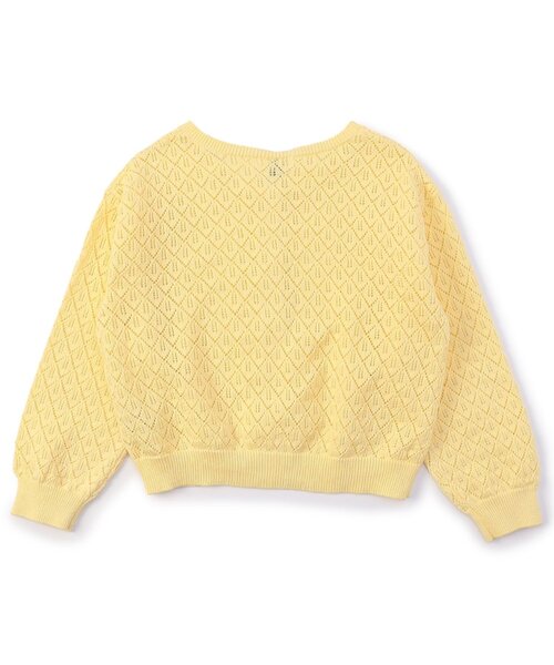 Seraph（セラフ）の「【ジュニア対応】ダイヤ透かし編みカーディガン（カーディガン/ボレロ・キッズ・オフホワイト/イエロー・90/100/110/120/80/130/140）」の7枚目の写真