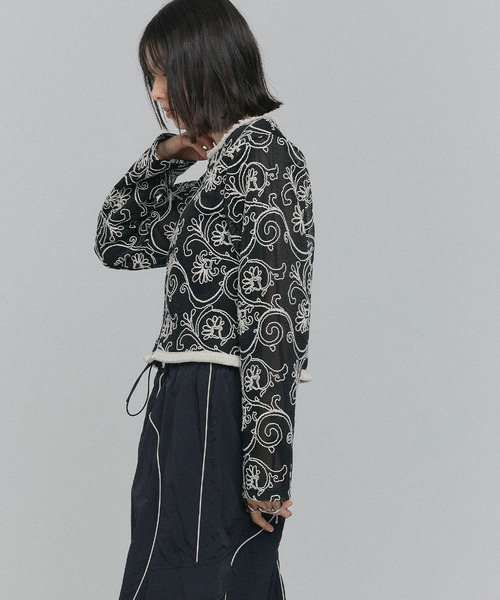 ELLEgirl（エルガール）の「コード刺繍メッシュカーディガン【ELLEgirl/エルガール】（カーディガン/ボレロ・レディース・ブラック/アイボリー・FREE）」の10枚目の写真