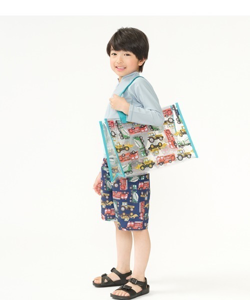 Kids Foret（キッズフォーレ）の「総柄プールバッグ（スイムグッズ・キッズ・ブラック/グリーン/ターコイズブルー/ブルー/イエロー×グリーン・FREE）」の21枚目の写真