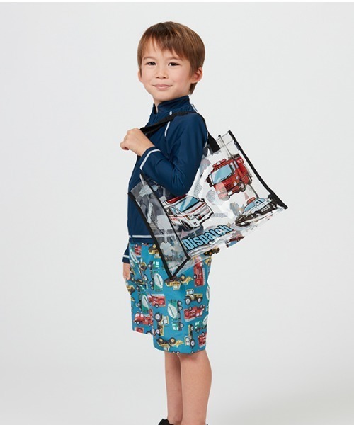 Kids Foret（キッズフォーレ）の「総柄プールバッグ（スイムグッズ・キッズ・ブラック/グリーン/ターコイズブルー/ブルー/イエロー×グリーン・FREE）」の8枚目の写真