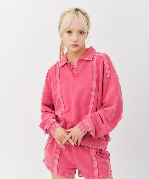 atmos pink(アトモスピンク)の「atmos pink Pigment Sweatshirt / アトモス ピンク ピグメント スウェットシャツ(スウェット・レディース・ピンク/ブラック/ブルー・FREE)」の1枚目の写真