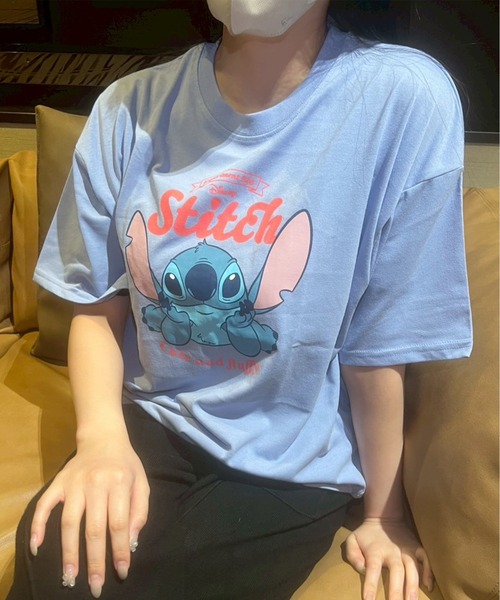 Disney（ディズニー）の「【DISNEY/ディズニー】天竺 プリント WIDE 半袖Tシャツ リロ・アンド・スティッチ（Tシャツ/カットソー・レディース・グレー/アクア/レッド/スミクロ・M/L）」の3枚目の写真
