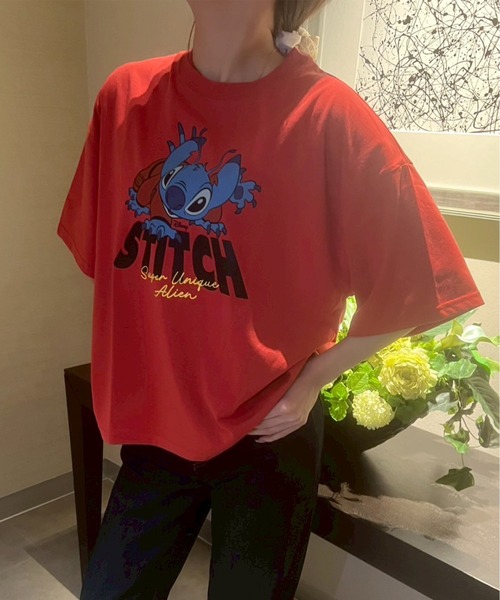 Disney（ディズニー）の「【DISNEY/ディズニー】天竺 プリント WIDE 半袖Tシャツ リロ・アンド・スティッチ（Tシャツ/カットソー・レディース・グレー/アクア/レッド/スミクロ・M/L）」の9枚目の写真