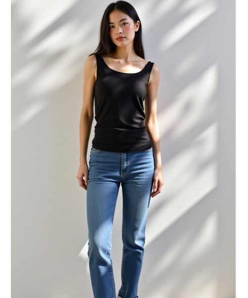 fifth(フィフス)の「【接触冷感×抗菌防臭】さらさら、ひんやりカップ付きタンクトップ【EssentialCool】(キャミソール・レディース・ブラック/ベージュ・S/M/L)」の6枚目の写真