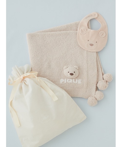 gelato pique（ジェラートピケ）の「【ラッピング済み】【BABY】パウダーベアブランケット＆スタイSET（ベビーギフト・キッズ・ベージュ/ピンク/ブルー・FREE）」の9枚目の写真