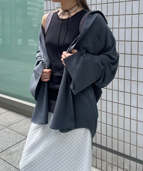 AIC.（エーアイシー）の「リブタンク/シアーアメスリタンクアンサンブル（タンクトップ・レディース・ブラウン/オフホワイト/ブラック・FREE）」の12枚目の写真