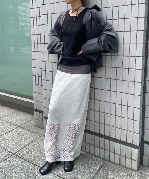 AIC.（エーアイシー）の「リブタンク/シアーアメスリタンクアンサンブル（タンクトップ・レディース・ブラウン/オフホワイト/ブラック・FREE）」の19枚目の写真