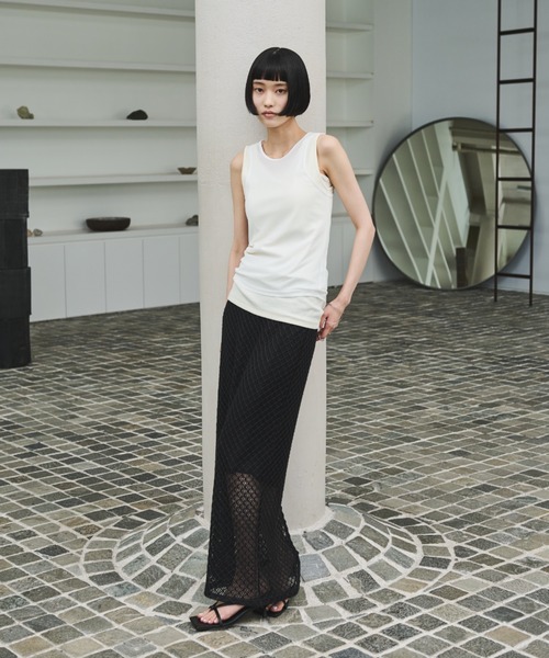 AIC.（エーアイシー）の「リブタンク/シアーアメスリタンクアンサンブル（タンクトップ・レディース・ブラウン/オフホワイト/ブラック・FREE）」の20枚目の写真