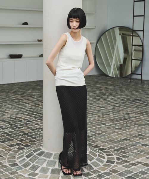 AIC.（エーアイシー）の「リブタンク/シアーアメスリタンクアンサンブル（タンクトップ・レディース・ブラウン/オフホワイト/ブラック・FREE）」の21枚目の写真