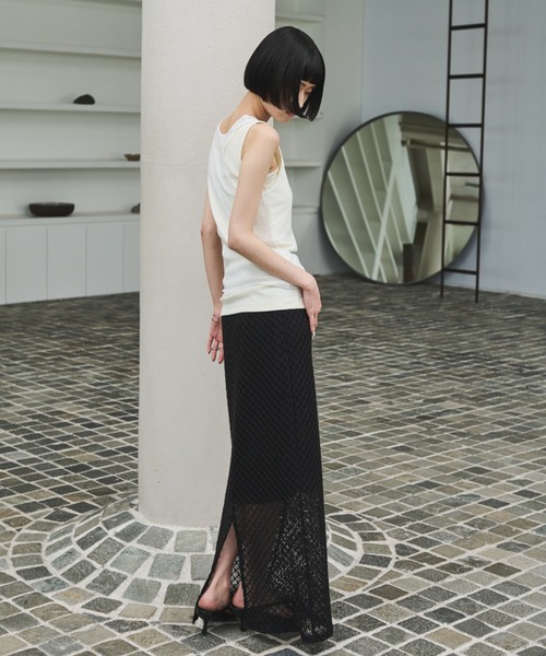 AIC.（エーアイシー）の「リブタンク/シアーアメスリタンクアンサンブル（タンクトップ・レディース・ブラウン/オフホワイト/ブラック・FREE）」の22枚目の写真