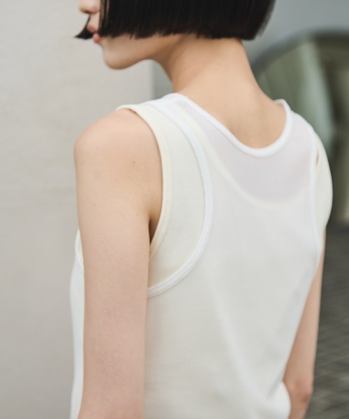 AIC.（エーアイシー）の「リブタンク/シアーアメスリタンクアンサンブル（タンクトップ・レディース・ブラウン/オフホワイト/ブラック・FREE）」の19枚目の写真