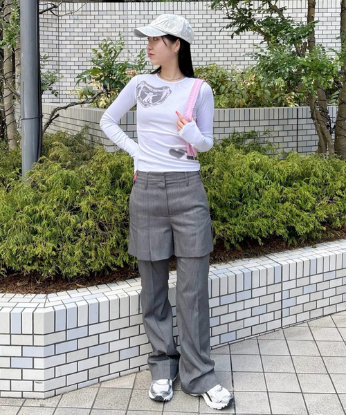 トップス open yy OPEN YY] APPLIQUE ZIPUP JACKET - GRAY / NAVY (OPEN