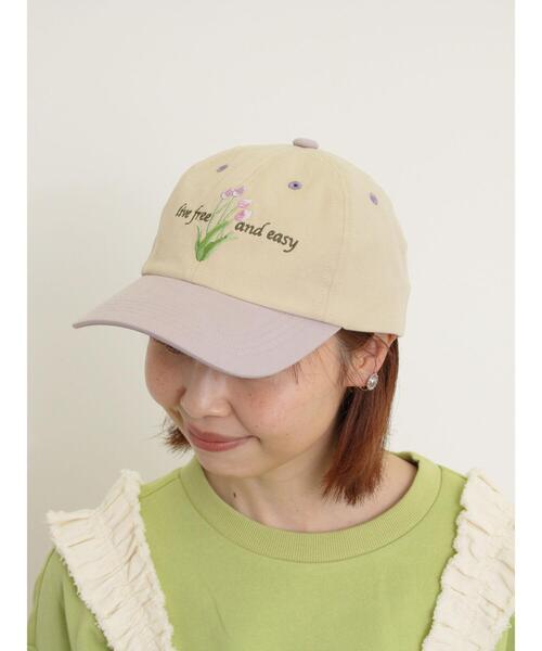 Samansa Mos2（サマンサ モスモス）の「【消臭効果】お花刺繍キャップ（ハット・レディース・ベージュ/ネイビー・F）」の2枚目の写真