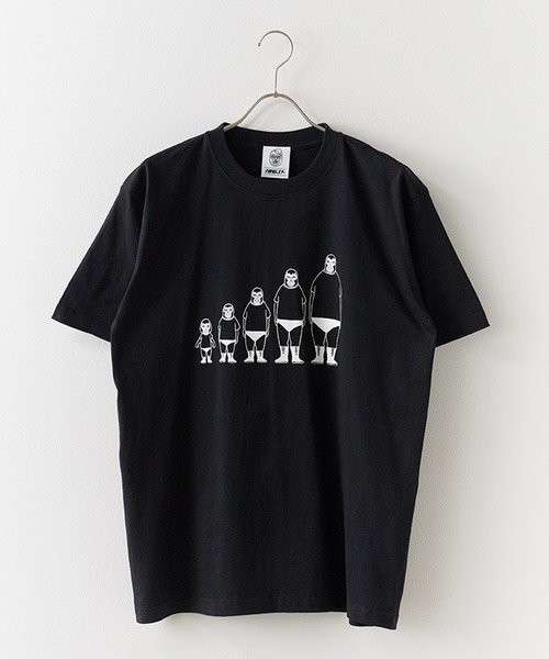 ROOPTOKYO(ループトウキョウ)の「背比べファミリーT(adult) 半袖Tシャツ 秋物 秋服 2026年秋冬(Tシャツ/カットソー・レディース・ブラック/ホワイト・XL/L/M)」の2枚目の写真