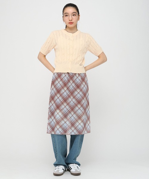 3.3 Field Trip （3.3フィールドトリップ）の「3.3 Field Trip／シアーチェックスカート（スカート・レディース・ベージュ/ネイビー・FREE）」の8枚目の写真