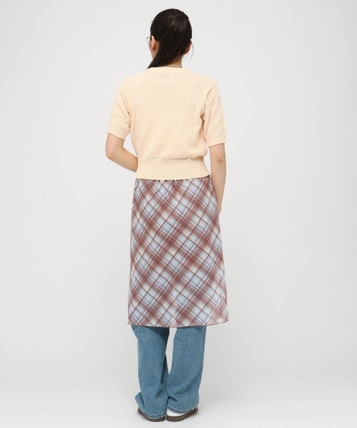 3.3 Field Trip （3.3フィールドトリップ）の「3.3 Field Trip／シアーチェックスカート（スカート・レディース・ベージュ/ネイビー・FREE）」の10枚目の写真