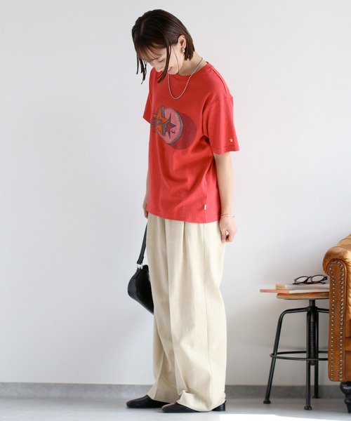 CONVERSE（コンバース）の「【CONVERSE】天竺アーカイブショートスリーブTee（Tシャツ/カットソー・レディース・オフホワイト/レッド・M）」の10枚目の写真