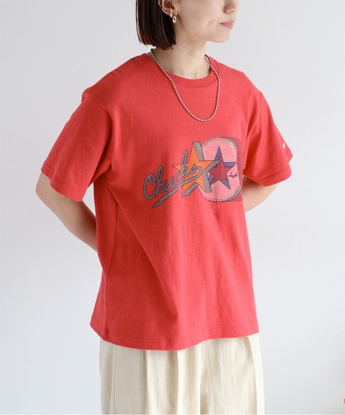 CONVERSE（コンバース）の「【CONVERSE】天竺アーカイブショートスリーブTee（Tシャツ/カットソー・レディース・オフホワイト/レッド・M）」の19枚目の写真
