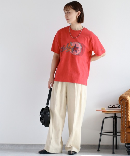 CONVERSE（コンバース）の「【CONVERSE】天竺アーカイブショートスリーブTee（Tシャツ/カットソー・レディース・オフホワイト/レッド・M）」の9枚目の写真