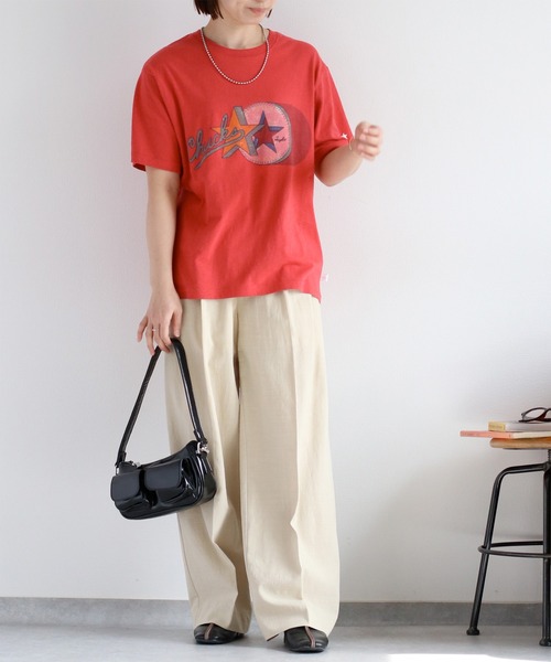 CONVERSE（コンバース）の「【CONVERSE】天竺アーカイブショートスリーブTee（Tシャツ/カットソー・レディース・オフホワイト/レッド・M）」の13枚目の写真