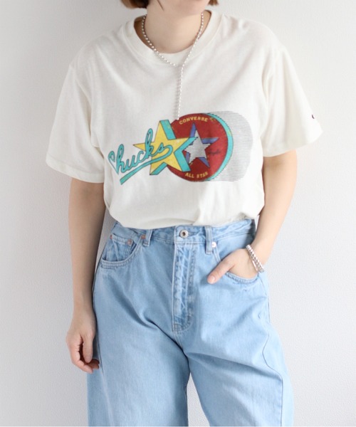 CONVERSE（コンバース）の「【CONVERSE】天竺アーカイブショートスリーブTee（Tシャツ/カットソー・レディース・オフホワイト/レッド・M）」の8枚目の写真